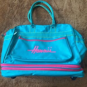 Vintage 1980s Hawaii Souvenir Wheeled Duffle Bag
